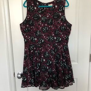 Maison Jules maroon floral skater dress